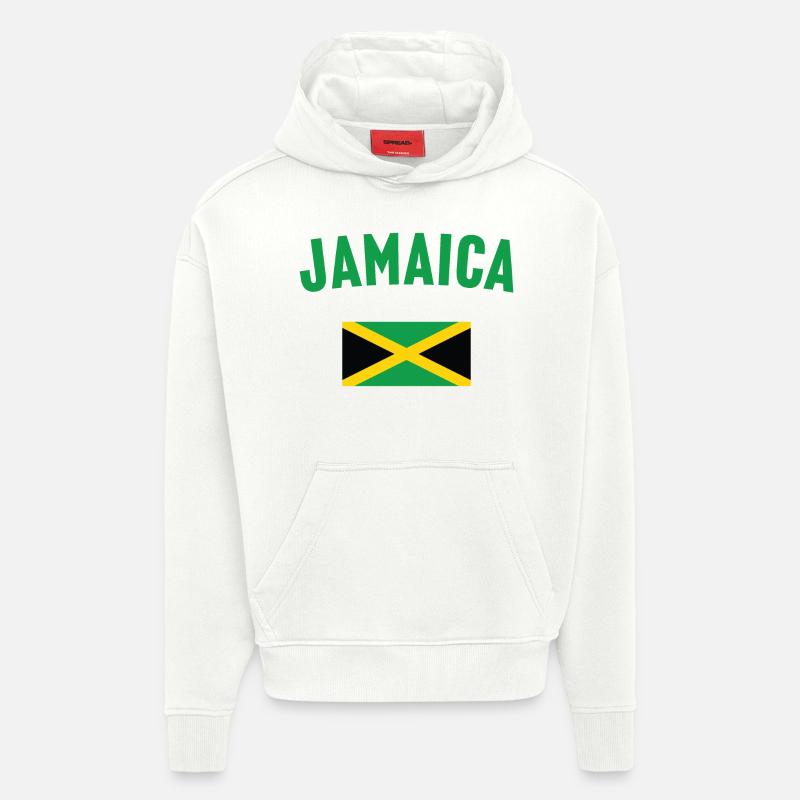 Drapeau de la Jamaïque - Sweat à capuche bio épais oversize fabriqué en UE - OFF WHITE