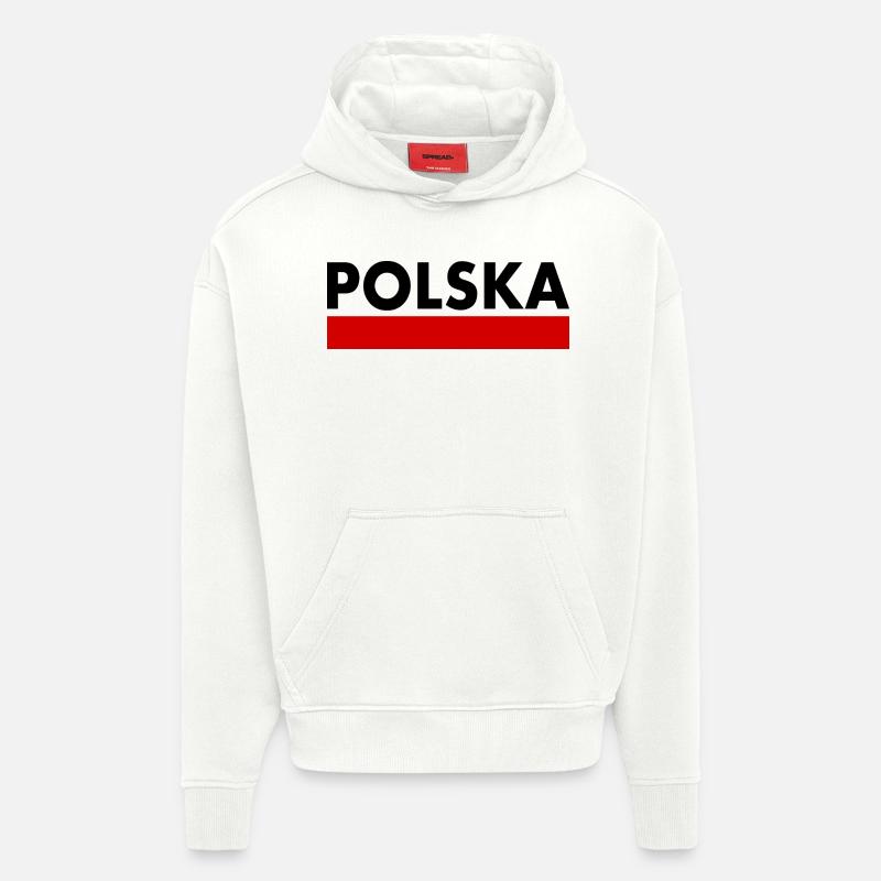 DRAPEAU POLOGNE POLOGNE - Sweat à capuche bio épais oversize fabriqué en UE - OFF WHITE
