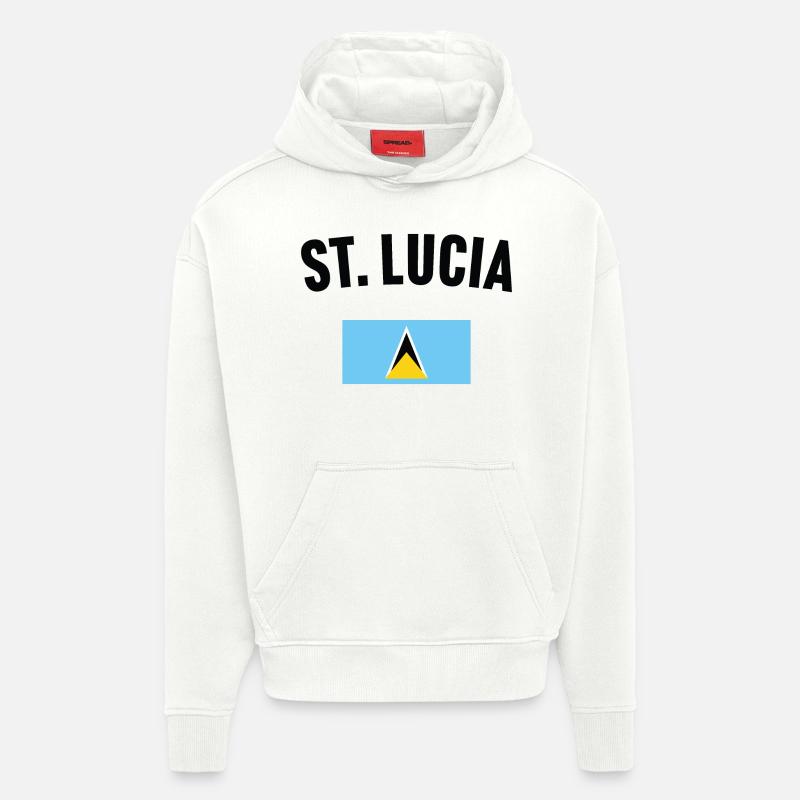Drapeau de Sainte-Lucie - Sweat à capuche bio épais oversize fabriqué en UE - OFF WHITE