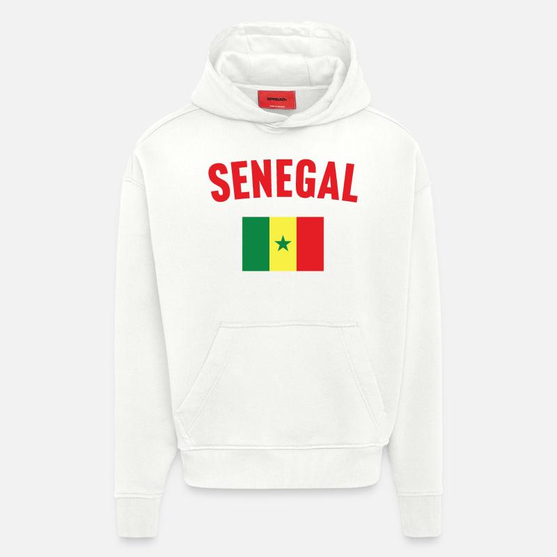 Drapeau du Sénégal - Sweat à capuche bio épais oversize fabriqué en UE - OFF WHITE