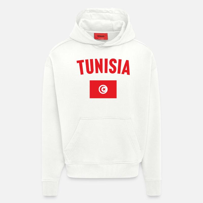 Drapeau de la Tunisie - Sweat à capuche bio épais oversize fabriqué en UE - OFF WHITE