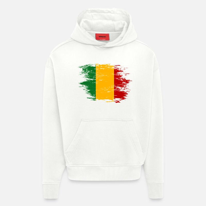 Drapeau du Mali utilisé - Sweat à capuche bio épais oversize fabriqué en UE - OFF WHITE