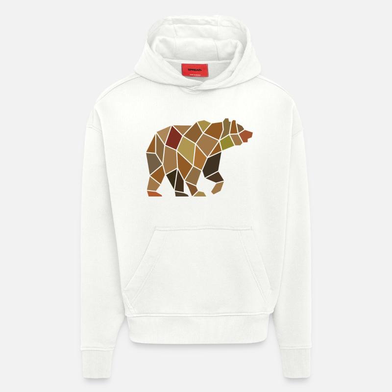 Geometric Bear from Mosaic Polygon - Hoodie- made by SPREAD  - OFF WHITE