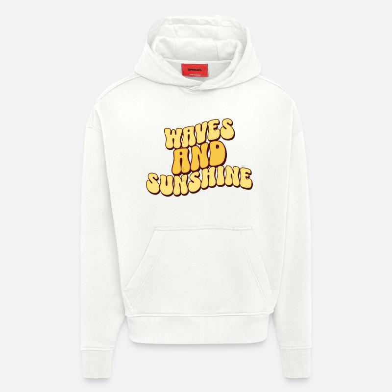 Vagues et Soleil - Sweat à capuche bio épais oversize fabriqué en UE - OFF WHITE