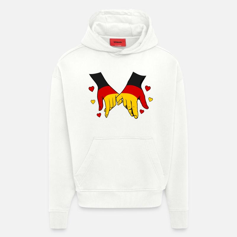 Drapeau allemand main dans la main - Sweat à capuche bio épais oversize fabriqué en UE - OFF WHITE