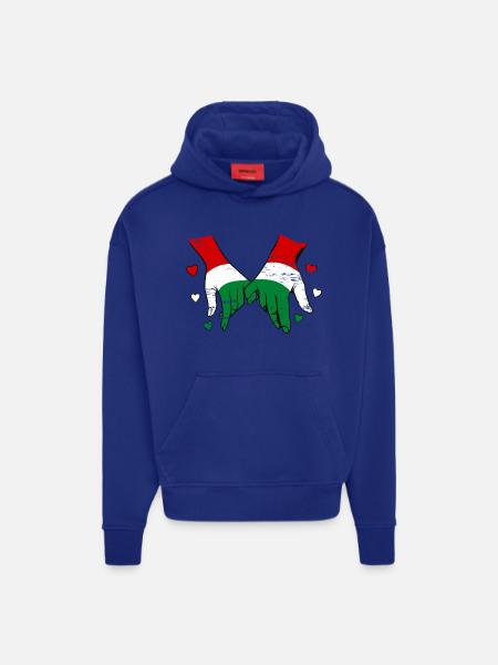 Hungary flag holding hands used - Hoodie- made by SPREAD - OFF WHITE