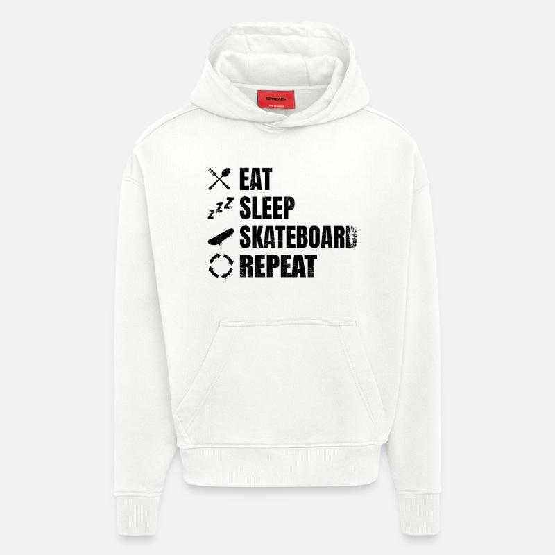 Routine quotidienne du skateur - Sweat à capuche bio épais oversize fabriqué en UE - OFF WHITE