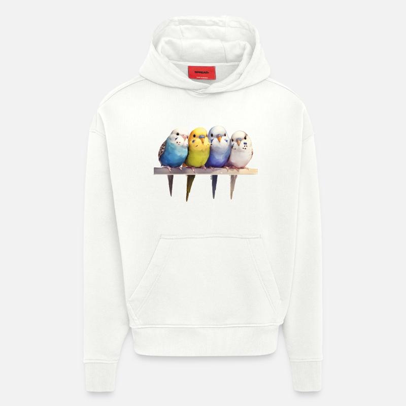 Wellensittiche Gruppe - Hoodie- made by SPREAD  - OFF WHITE