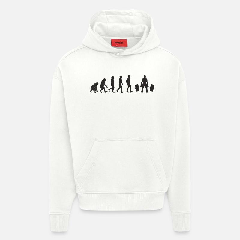 Evolution Weight Lifting - Sweat à capuche bio épais oversize fabriqué en UE - OFF WHITE