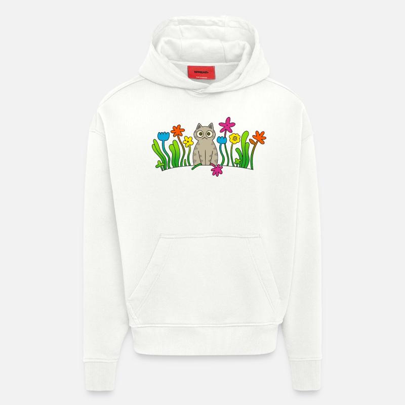 Katze mit einer blume - Hoodie- made by SPREAD  - OFF WHITE