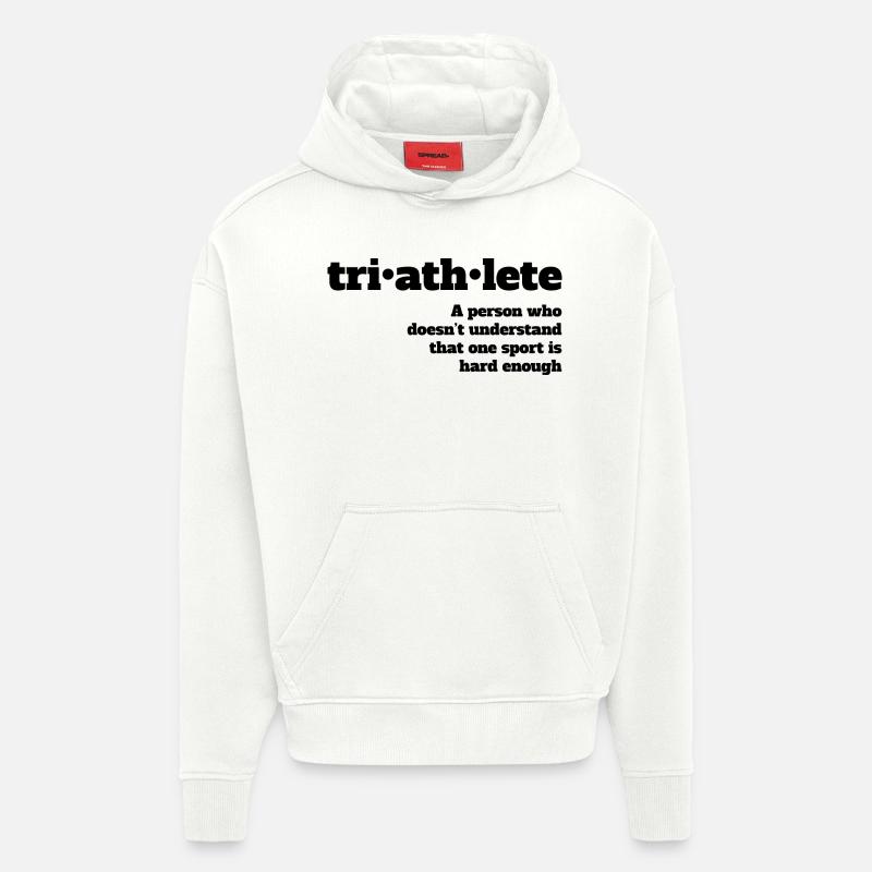 Triathlètes - Pas assez dur - Sweat à capuche bio épais oversize fabriqué en UE - OFF WHITE