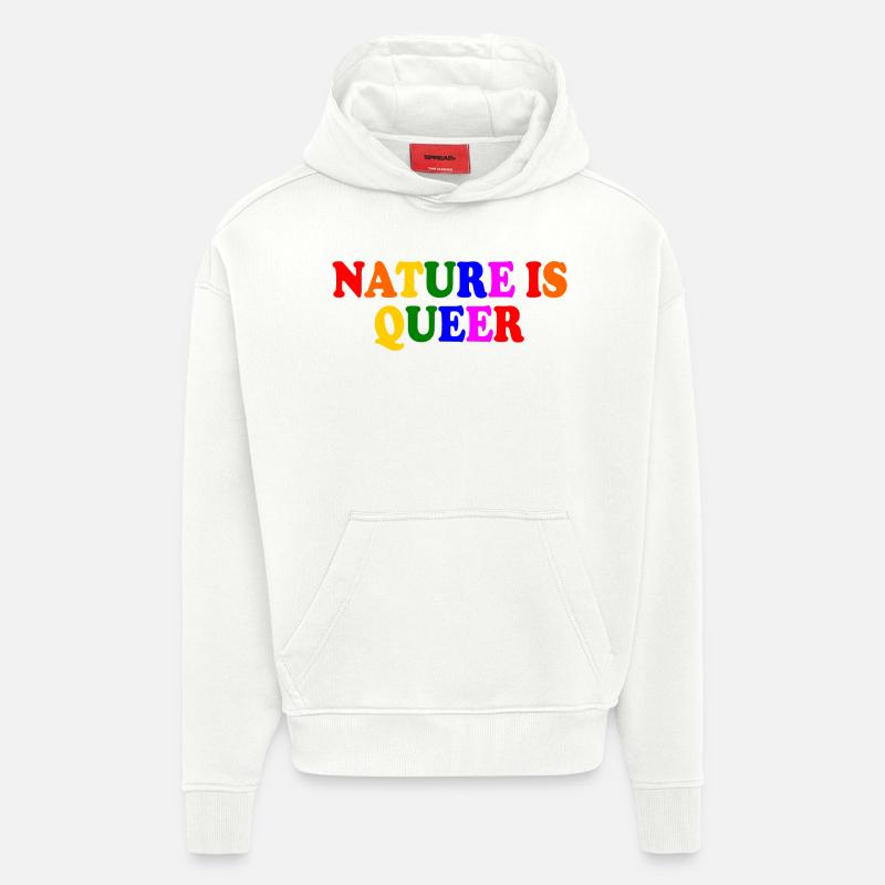 Nature is queer - Sweat à capuche bio épais oversize fabriqué en UE - OFF WHITE