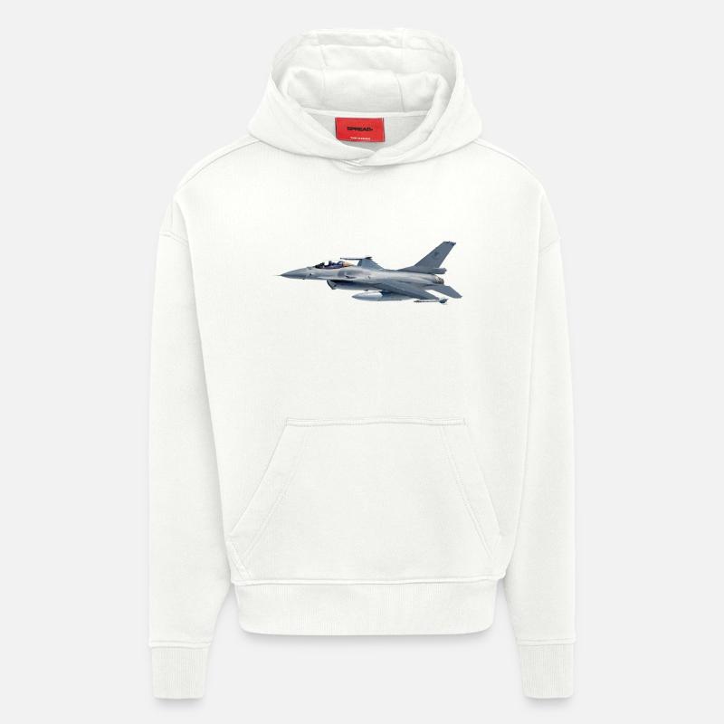 F-16 - Sweat à capuche bio épais oversize fabriqué en UE - OFF WHITE