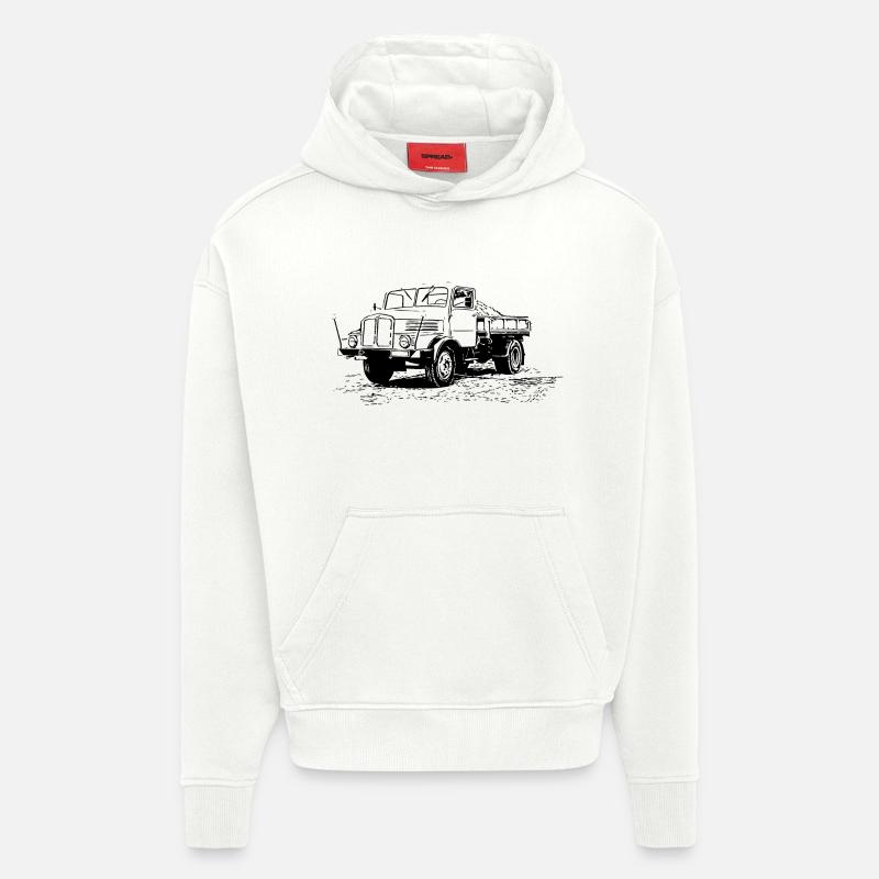 Benne BASCULANTE IFA H3 - Sweat à capuche bio épais oversize fabriqué en UE - OFF WHITE