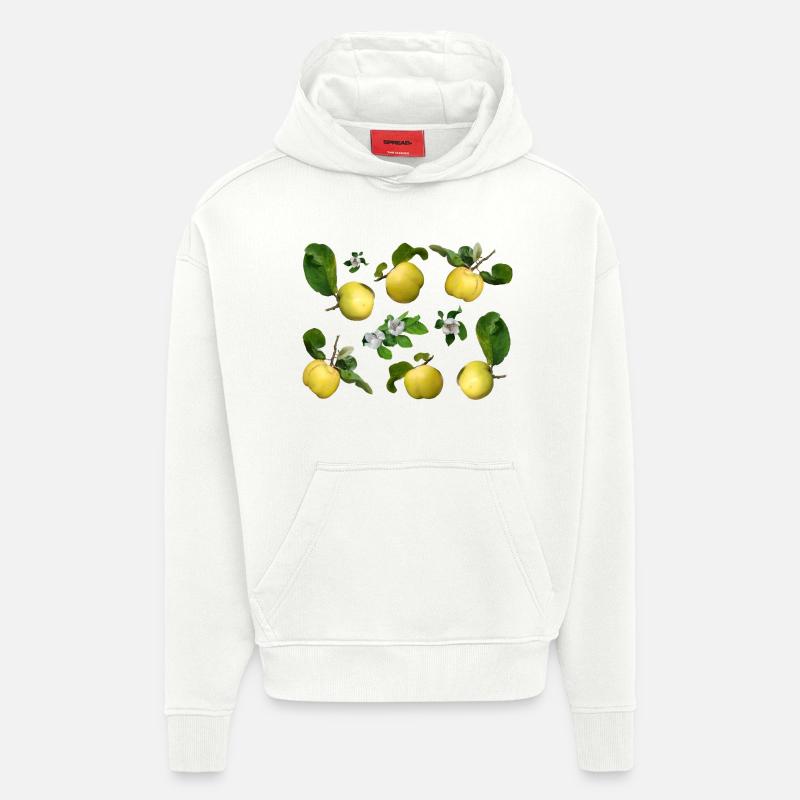 Coings aux fleurs de coing - Sweat à capuche bio épais oversize fabriqué en UE - OFF WHITE