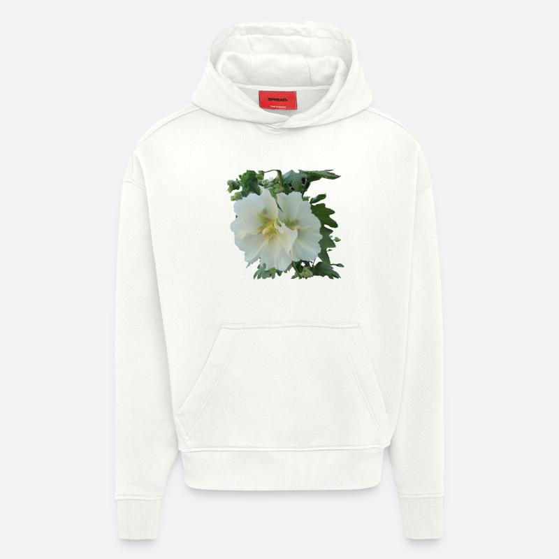 Rose trémière - Sweat à capuche bio épais oversize fabriqué en UE - OFF WHITE