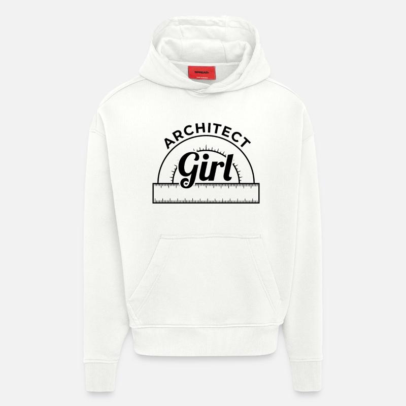 Fille Architecte - Sweat à capuche bio épais oversize fabriqué en UE - OFF WHITE