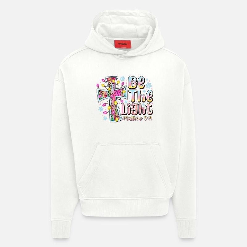 Be The Light Cross Prism - Sweat à capuche bio épais oversize fabriqué en UE - OFF WHITE