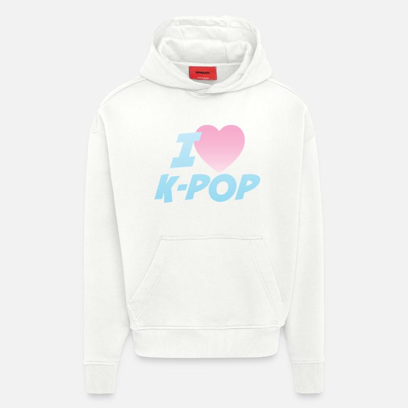 J’adore la K-pop - Sweat à capuche bio épais oversize fabriqué en UE - OFF WHITE