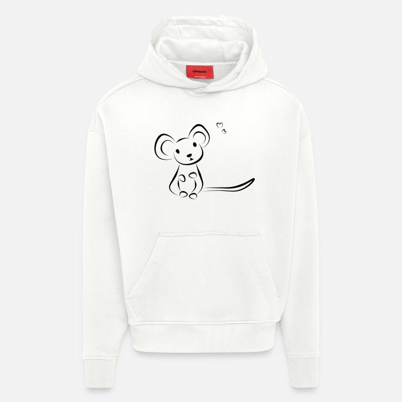 Animal de compagnie de souris - Doeslief - Sweat à capuche bio épais oversize fabriqué en UE - OFF WHITE