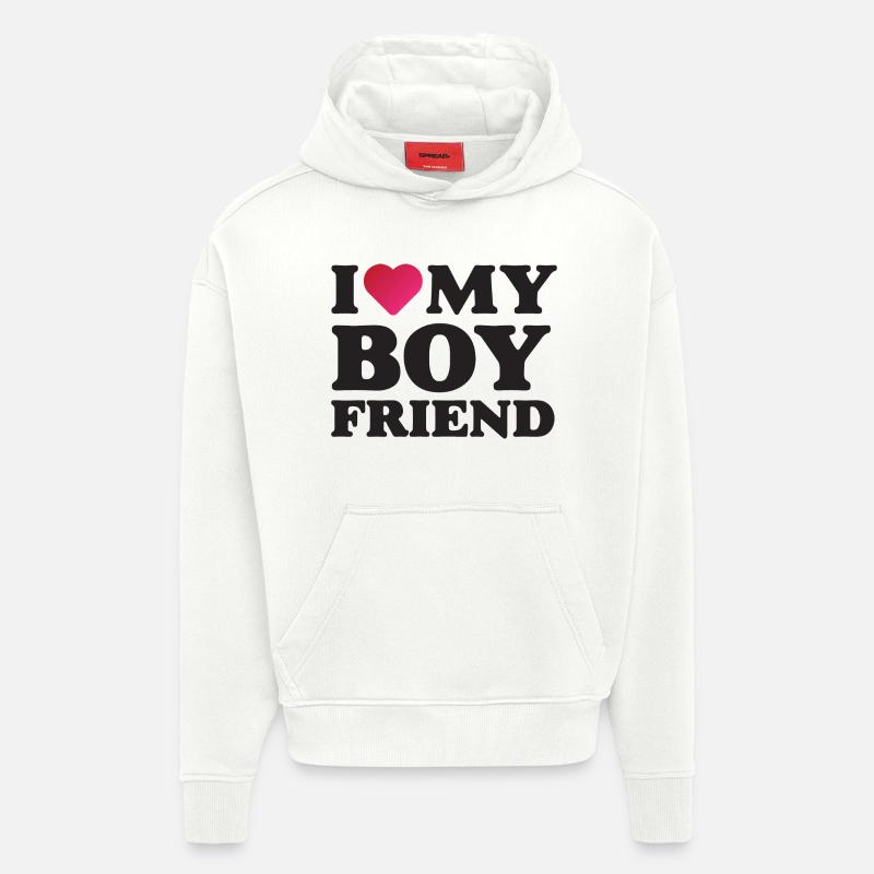 J’aime mon petit ami - Sweat à capuche bio épais oversize fabriqué en UE - OFF WHITE