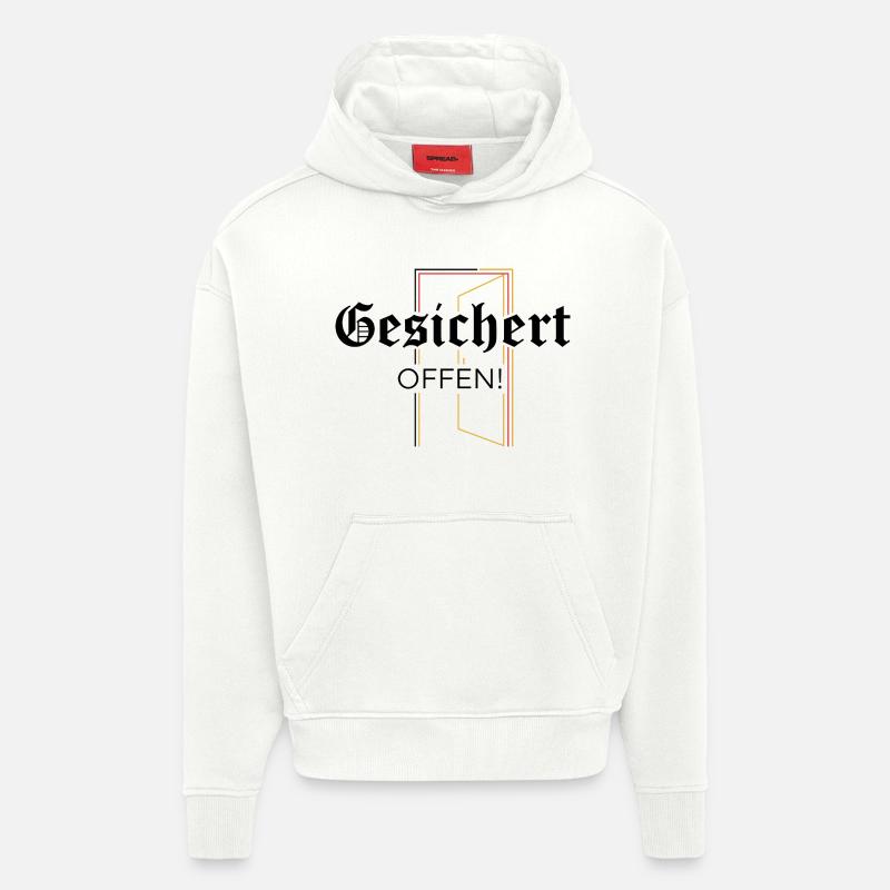 Ouvert sécurisé ! Déclaration - Sweat à capuche bio épais oversize fabriqué en UE - OFF WHITE