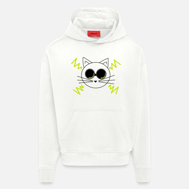 Chat de l’espace - Sweat à capuche bio épais oversize fabriqué en UE - OFF WHITE