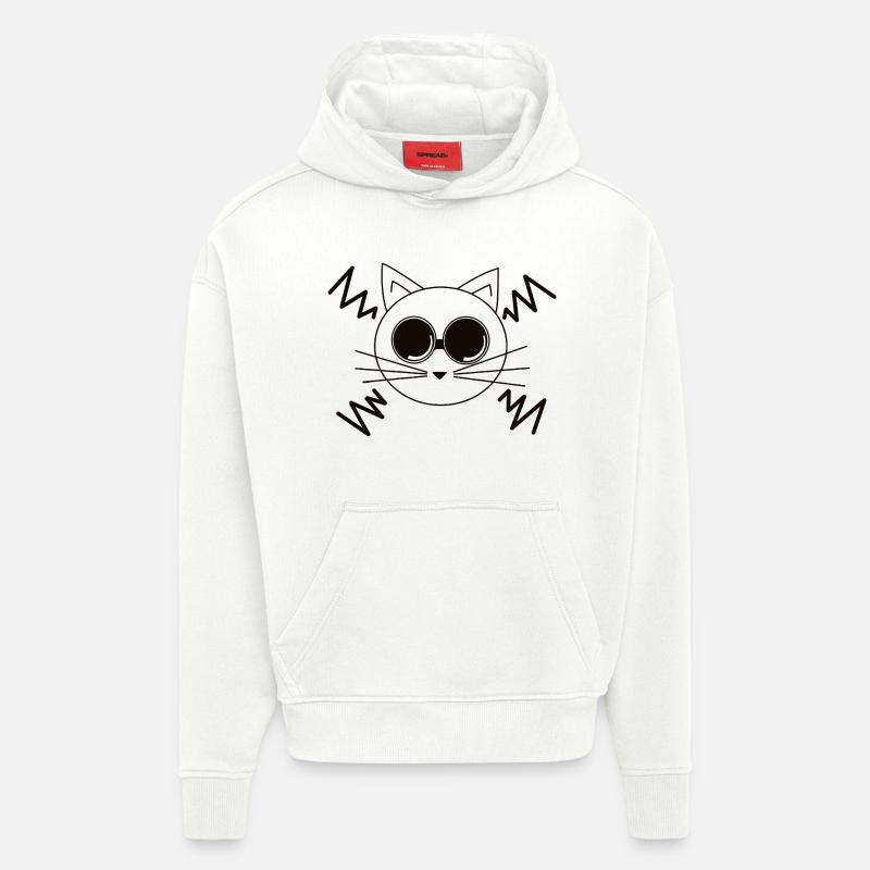 Chat de l’espace - Sweat à capuche bio épais oversize fabriqué en UE - OFF WHITE