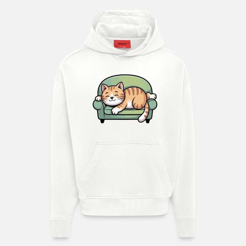 Schlafender Kater auf Sofa - Hoodie- made by SPREAD  - OFF WHITE