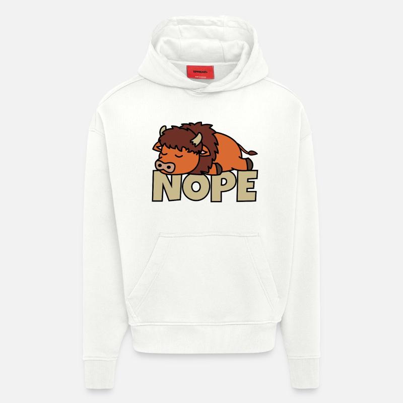 Non, pas aujourd’hui, bison paresseux - Sweat à capuche bio épais oversize fabriqué en UE - OFF WHITE