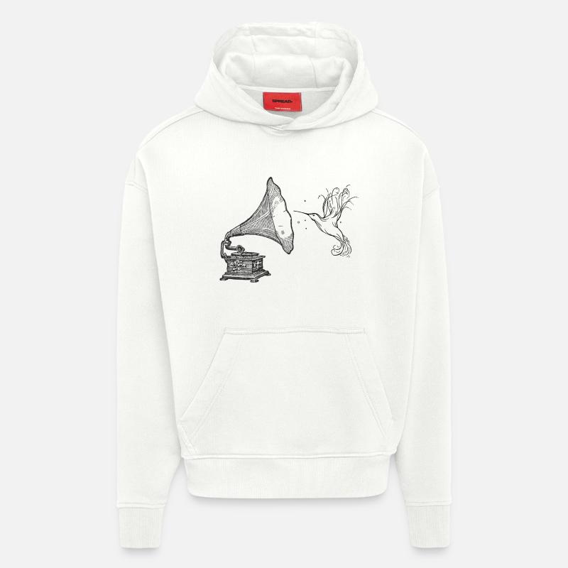 phonola et colibri - Sweat à capuche bio épais oversize fabriqué en UE - OFF WHITE