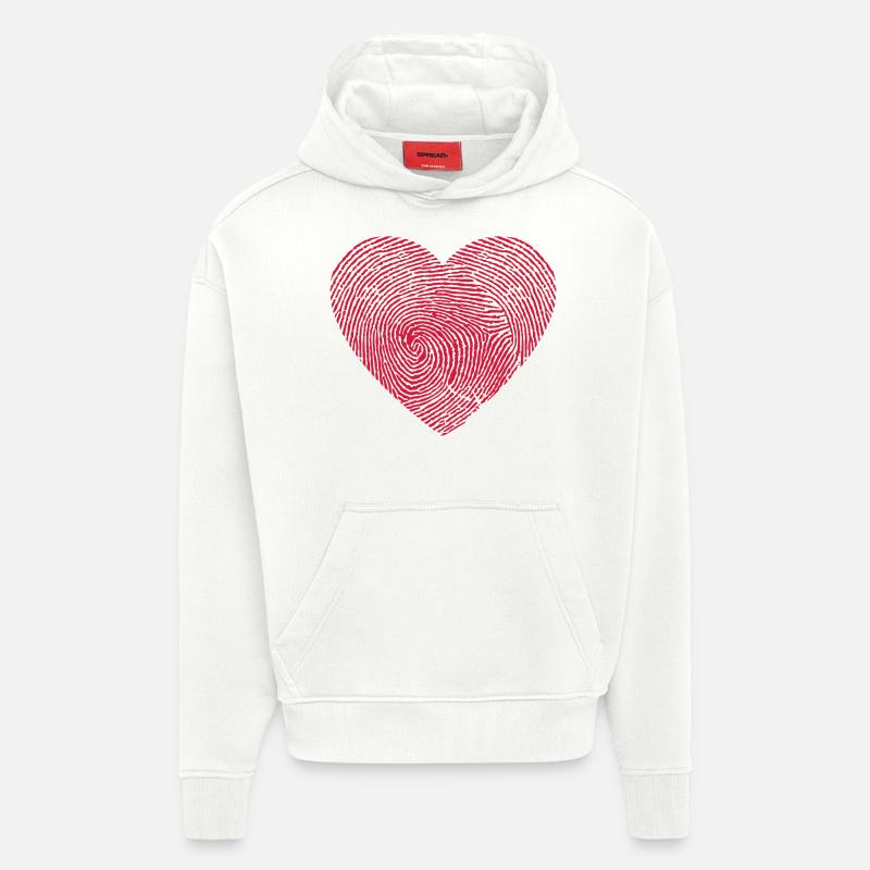 amour d’empreintes digitales - empreinte - Sweat à capuche bio épais oversize fabriqué en UE - OFF WHITE