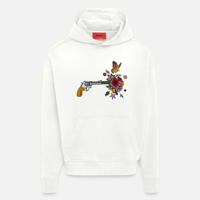Le pistolet de la paix - Sweat à capuche bio épais oversize fabriqué en UE - OFF WHITE