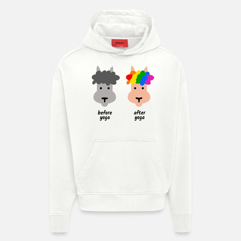 Cadeau de Lama Yoga - Sweat à capuche bio épais oversize fabriqué en UE - OFF WHITE