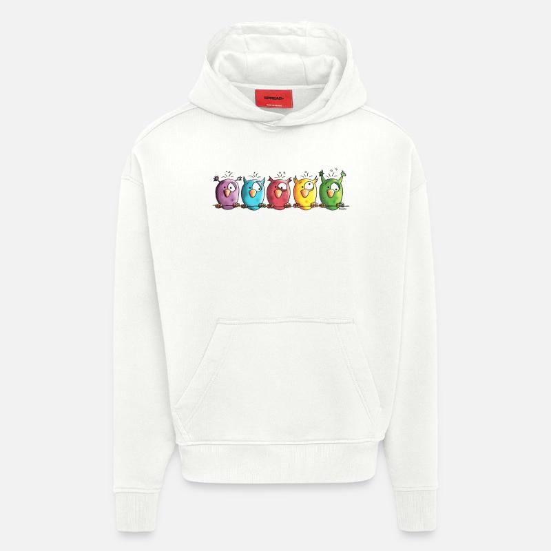 Funny Owls - Eule - Vogel - Hoodie- made by SPREAD - OFF WHITE