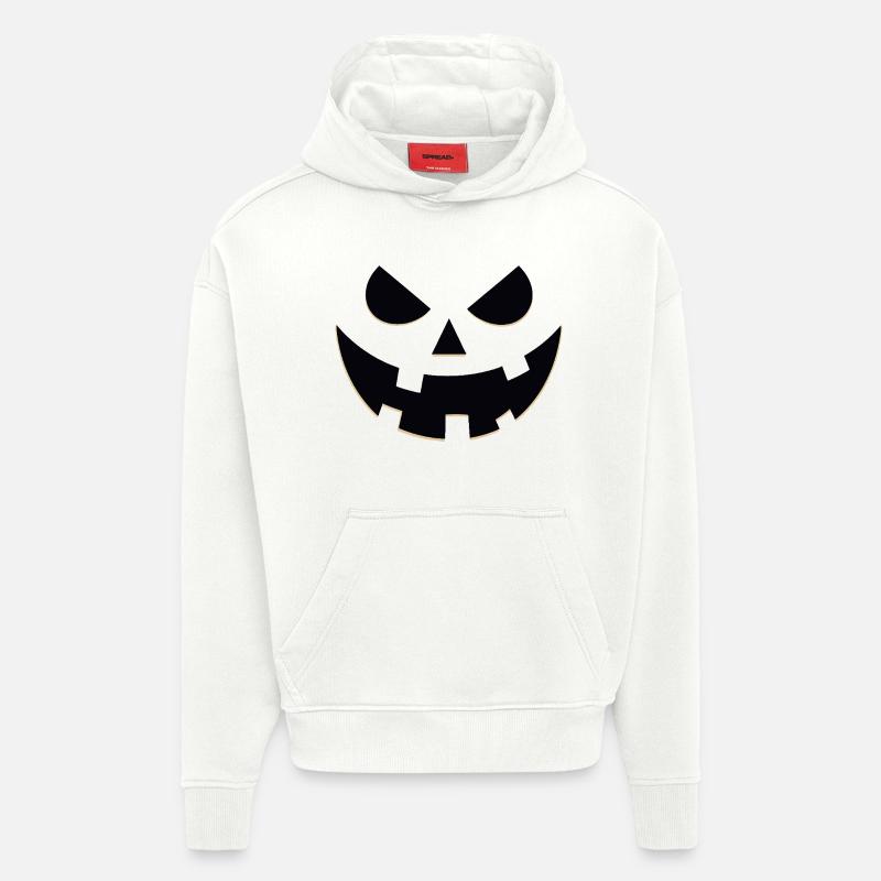 Portrait étrange de Jack-O'-Lantern - Sweat à capuche bio épais oversize fabriqué en UE - OFF WHITE