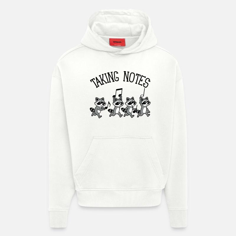 Raton Laveur Notes Musicales Musique - Sweat à capuche bio épais oversize fabriqué en UE - OFF WHITE