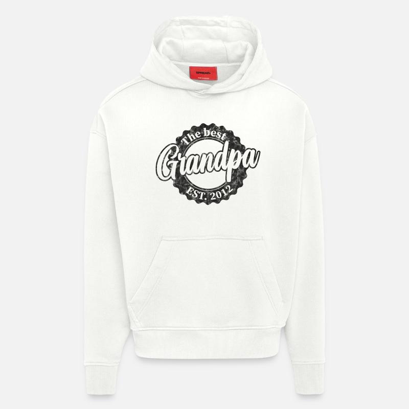 Le meilleur grand-père depuis 2012 - Sweat à capuche bio épais oversize fabriqué en UE - OFF WHITE