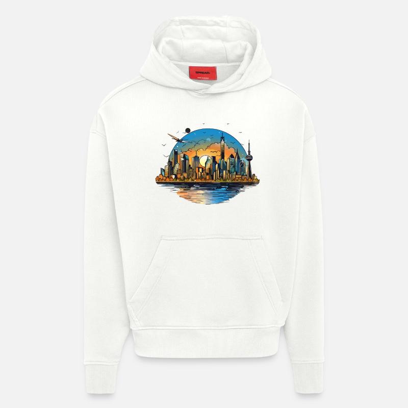 Sunset Skyline Reflection - Hoodie- made by SPREAD - OFF WHITE