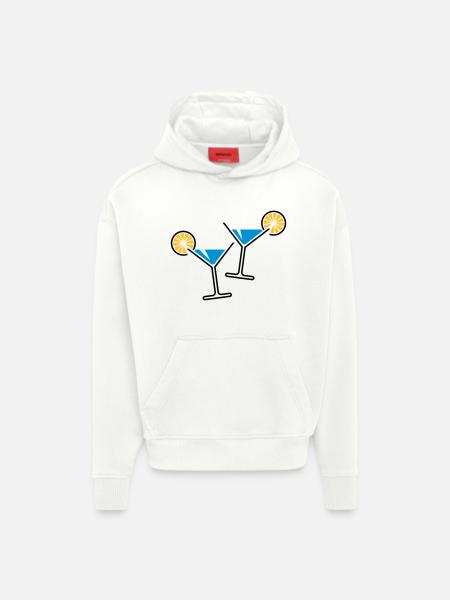 2 cocktail glasses (light blue) - Hoodie- made by SPREAD  - OFF WHITE