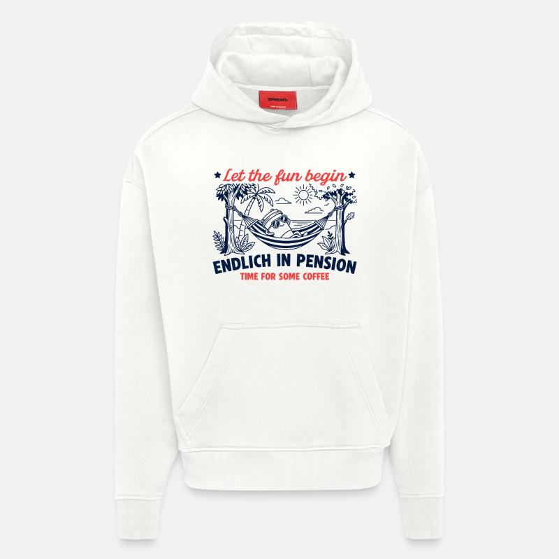 Endlich in Pension Retro Kaffee - Hoodie- made by SPREAD  - OFF WHITE