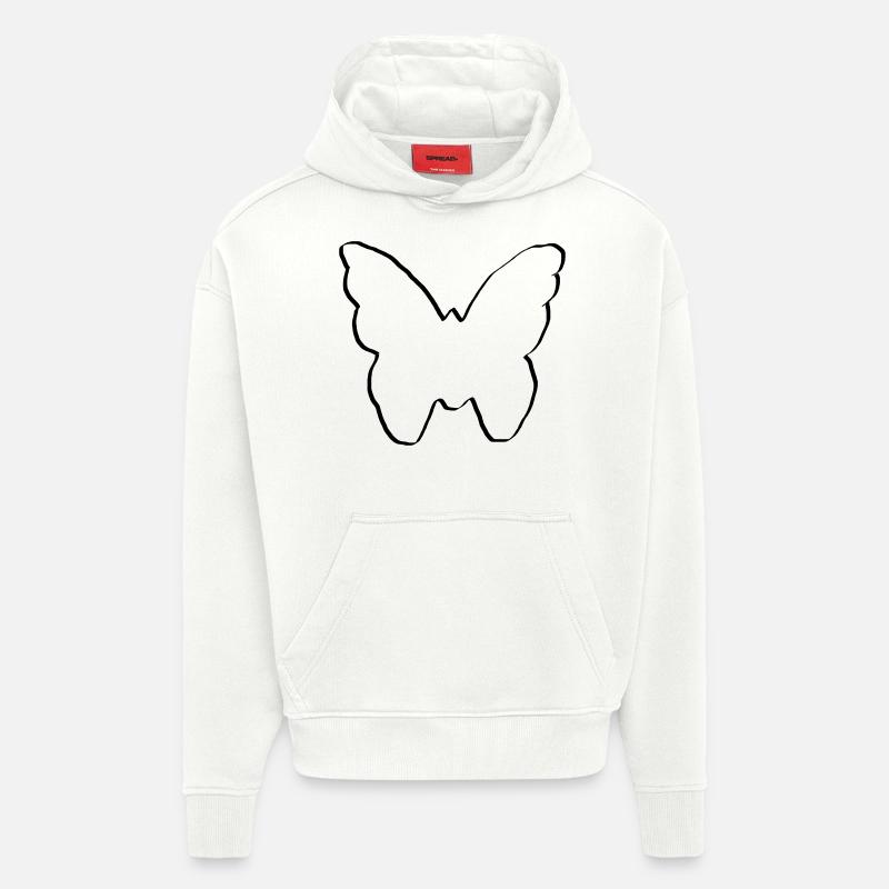 papillon dessin cadeau anniversaire bébé - Sweat à capuche bio épais oversize fabriqué en UE - OFF WHITE