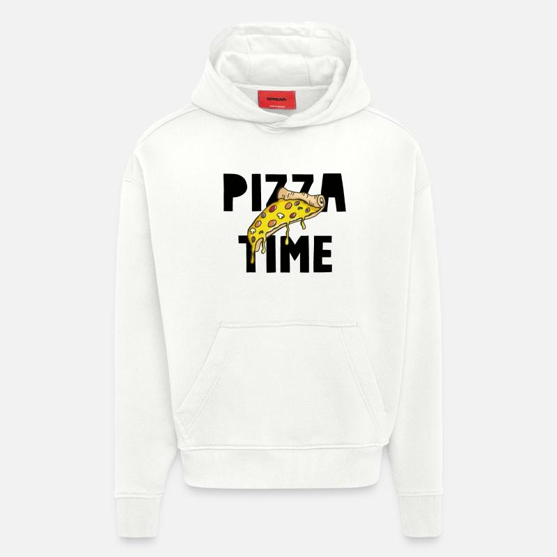 Pizza Time - Sweat à capuche bio épais oversize fabriqué en UE - OFF WHITE