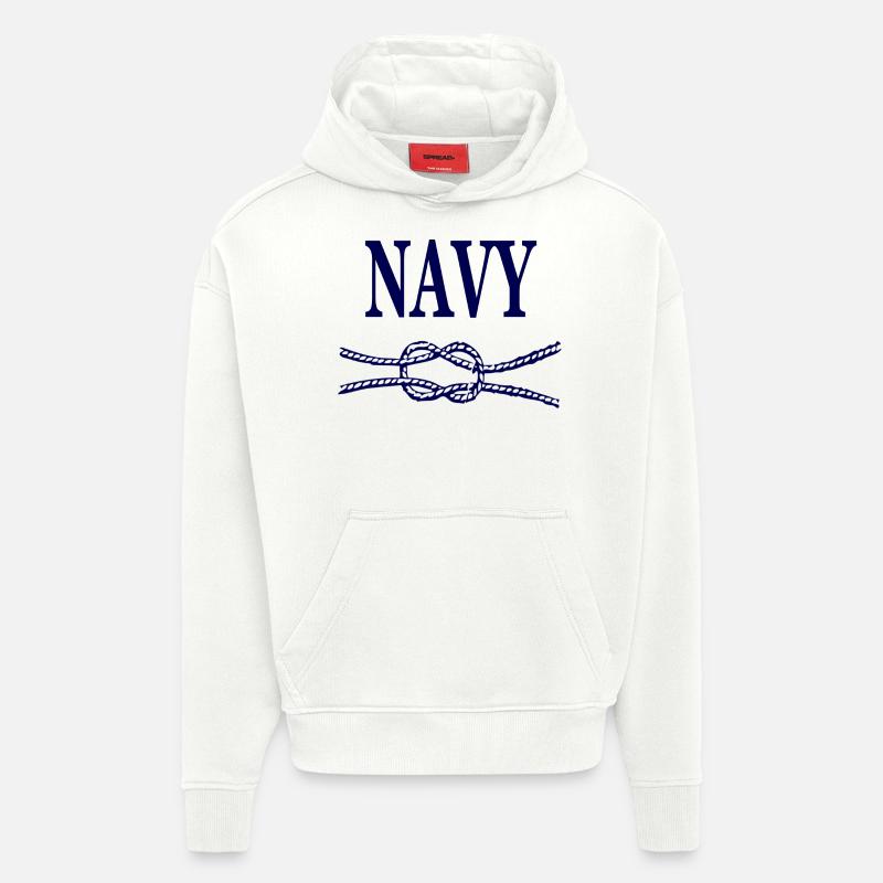 NAVY BLUE SCRIPT - Hoodie- made by SPREAD  - OFF WHITE