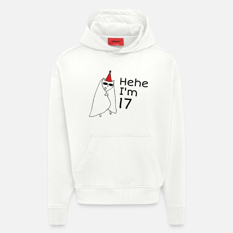 17 ans anniversaire - Cadeau 17e anniversaire - Sweat à capuche bio épais oversize fabriqué en UE - OFF WHITE