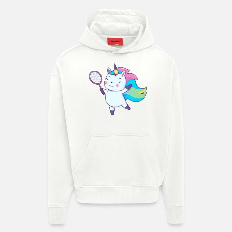 Badminton-Einhorn - Hoodie- made by SPREAD - OFF WHITE