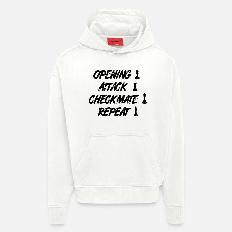 Coup d’ouverture répétition échec et mat - Sweat à capuche bio épais oversize fabriqué en UE - OFF WHITE