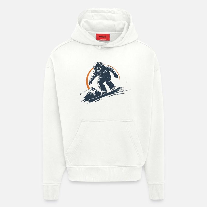 Graphique du snowboarder - Sweat à capuche bio épais oversize fabriqué en UE - OFF WHITE