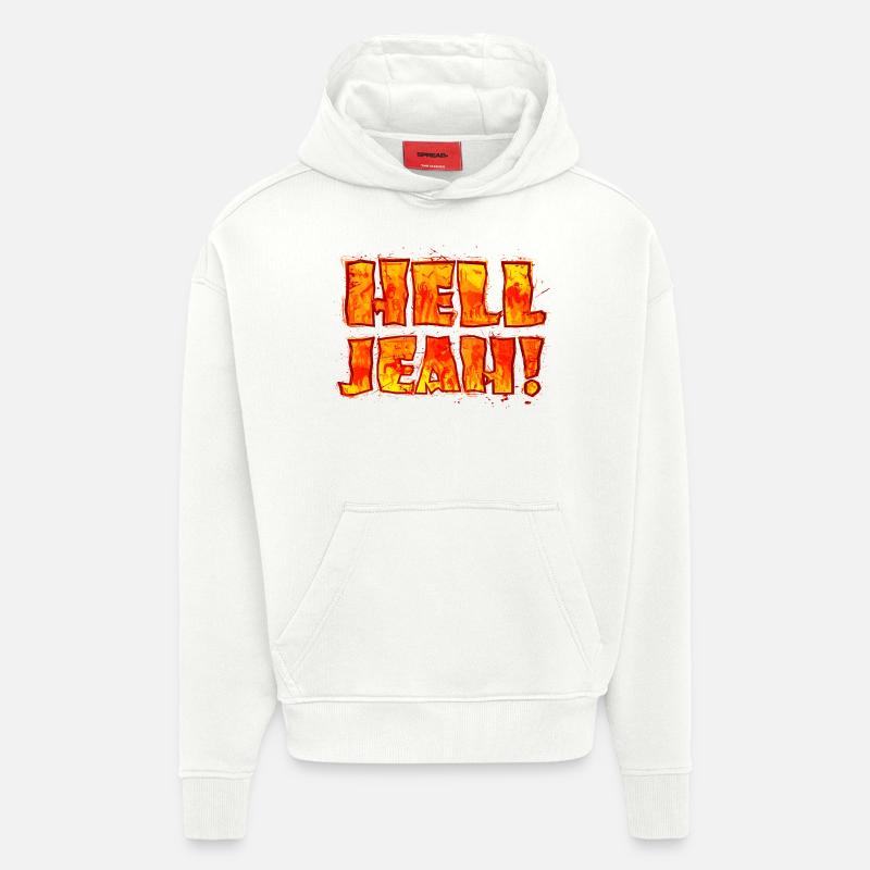 Hell Jeah! (lettrage) - Sweat à capuche bio épais oversize fabriqué en UE - OFF WHITE