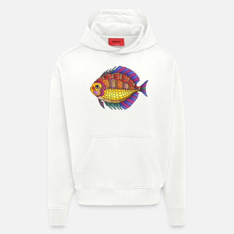 Poisson - Sweat à capuche bio épais oversize fabriqué en UE - OFF WHITE